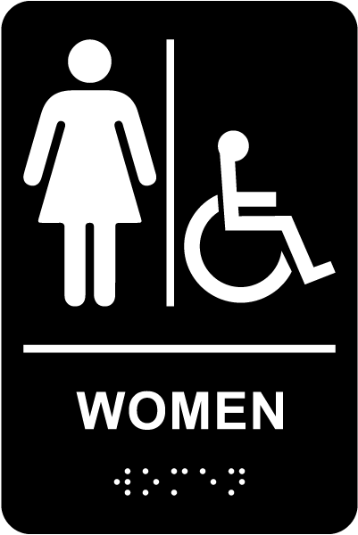 Women Accessible Restroom Sign with Braille