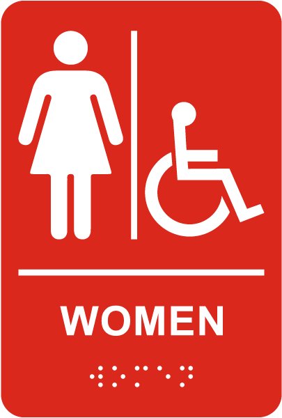 Women Accessible Restroom Sign with Braille