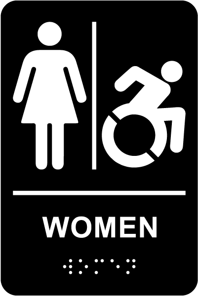 NY Women Accessible Restroom Sign with Braille