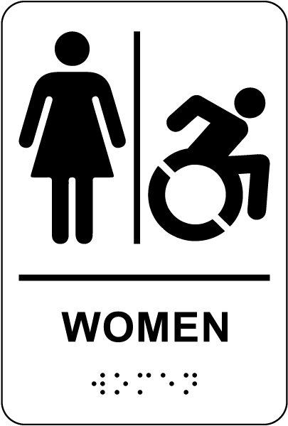 NY Women Accessible Restroom Sign with Braille