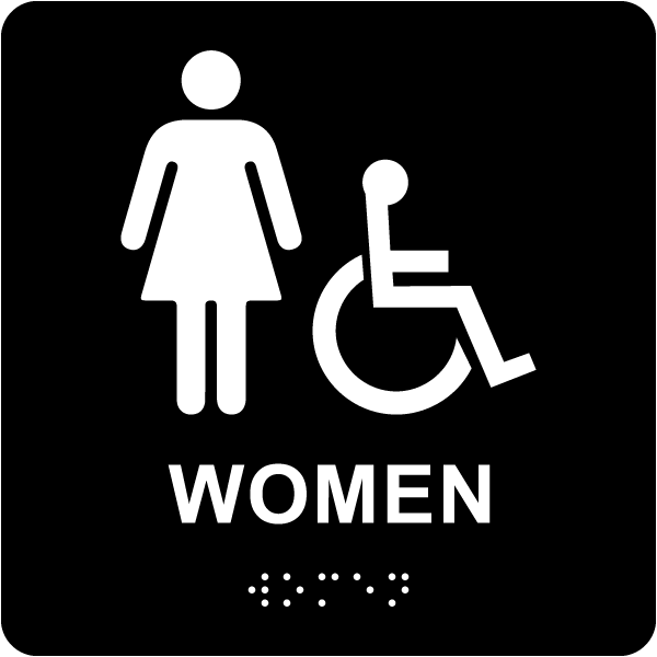 Women Accessible Restroom Sign with Braille