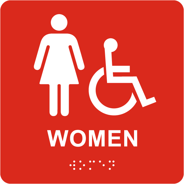 Women Accessible Restroom Sign with Braille
