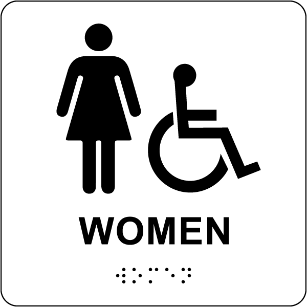 Women Accessible Restroom Sign with Braille