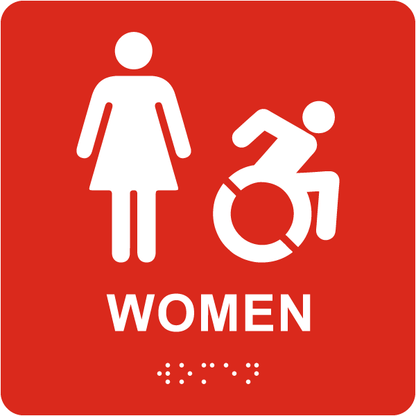 NY Women Accessible Restroom Sign with Braille