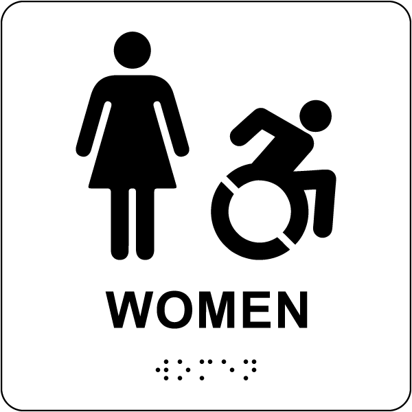NY Women Accessible Restroom Sign with Braille