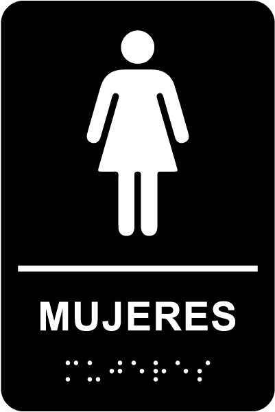 Spanish Women Restroom Sign with Braille