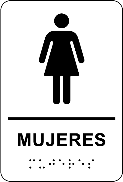 Spanish Women Restroom Sign with Braille