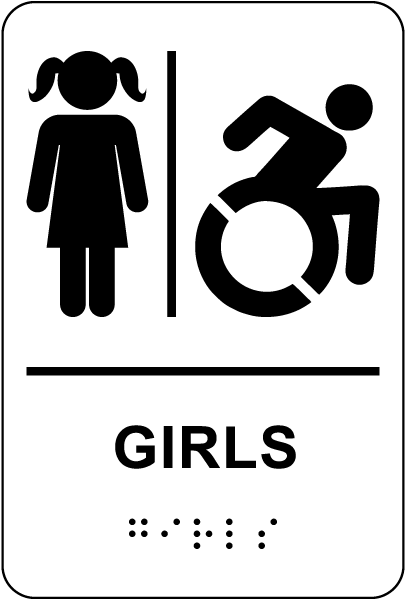 NY Girls Accessible Restroom Sign with Braille
