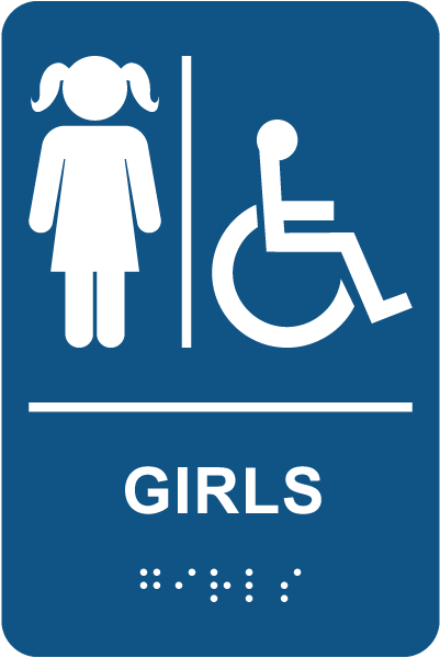 Girls Accessible Restroom Sign with Braille