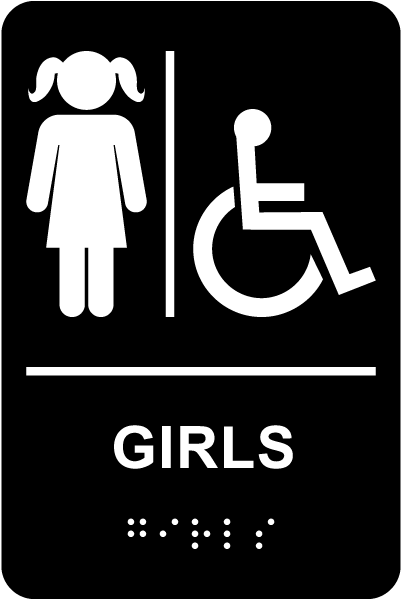 Girls Accessible Restroom Sign with Braille