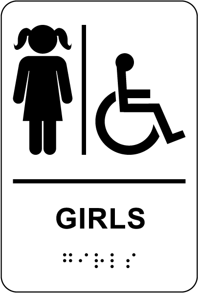 Girls Accessible Restroom Sign with Braille