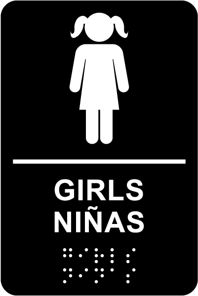 Bilingual Girls Restroom Sign with Braille