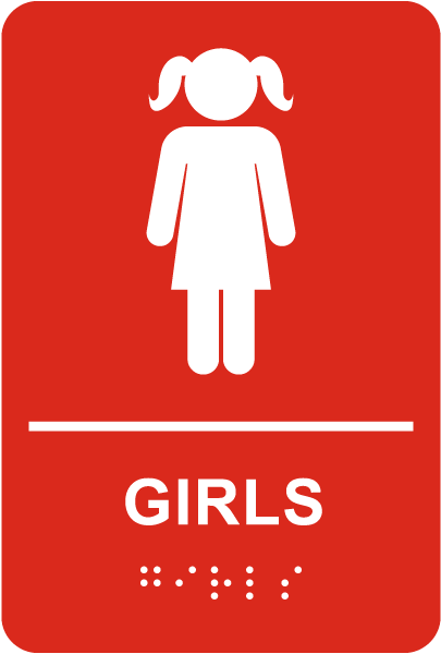 Girls Restroom Sign with Braille
