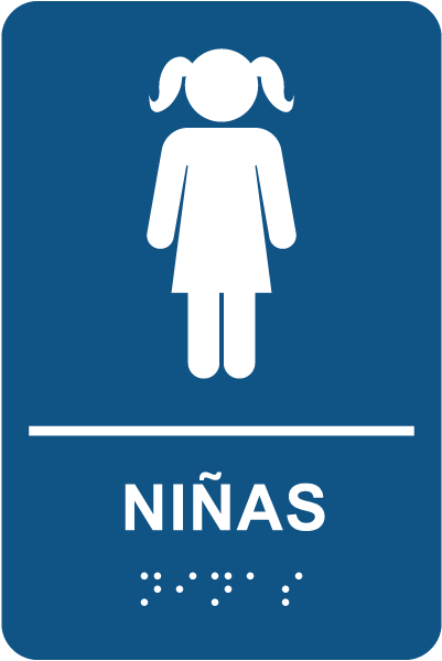 Spanish Girls Restroom Sign with Braille