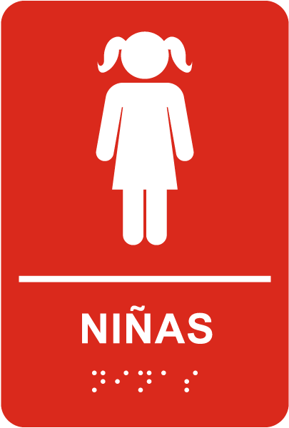 Spanish Girls Restroom Sign with Braille