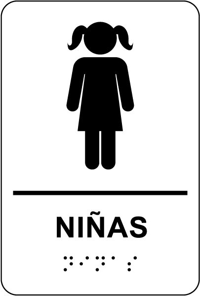 Spanish Girls Restroom Sign with Braille