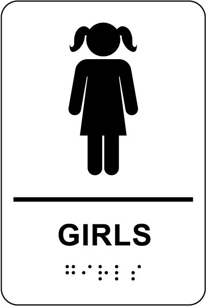 Girls Restroom Sign with Braille