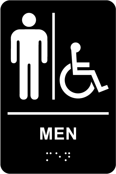 Men Accessible Restroom Sign with Braille