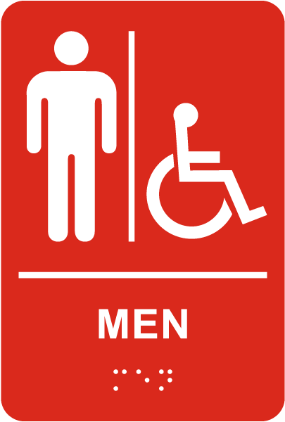 Men Accessible Restroom Sign with Braille