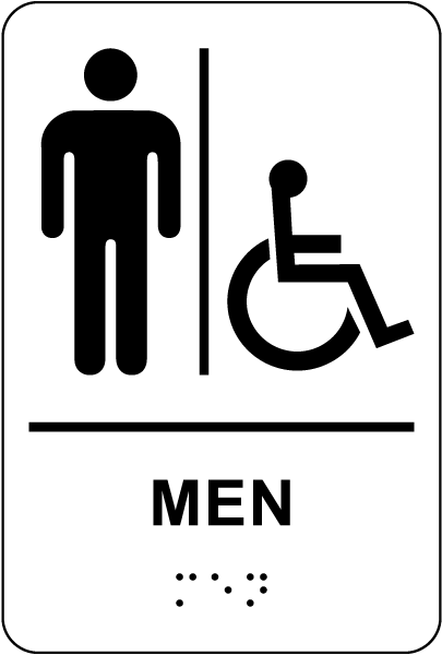 Men Accessible Restroom Sign with Braille