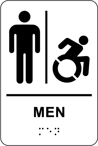 NY Men Accessible Restroom Sign with Braille