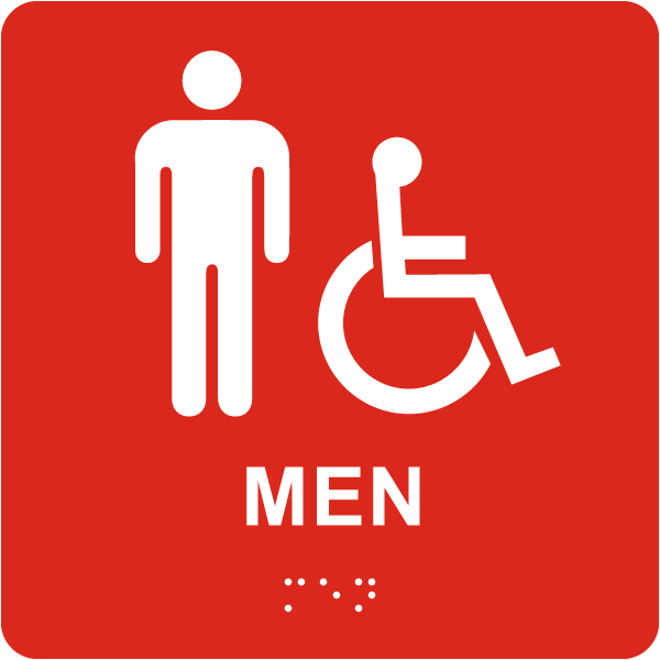 Men Accessible Restroom Sign with Braille