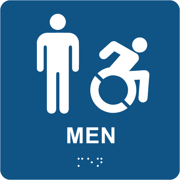 NY Men Accessible Restroom Sign with Braille