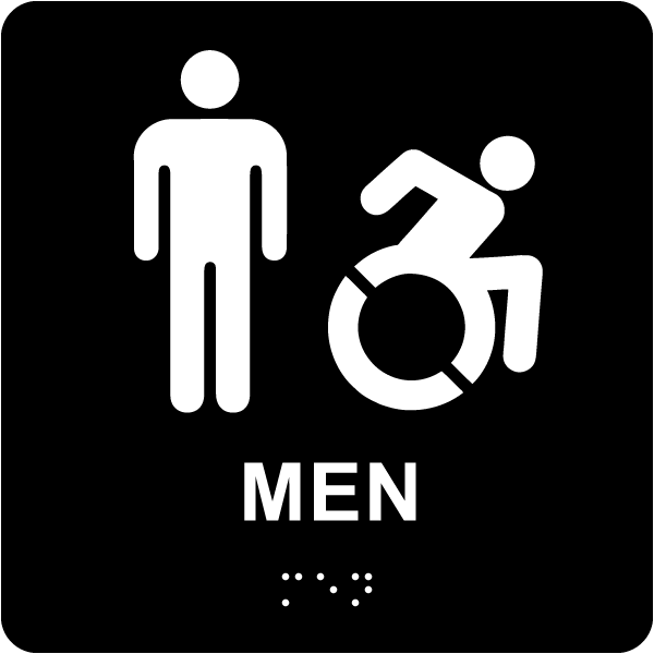 NY Men Accessible Restroom Sign with Braille