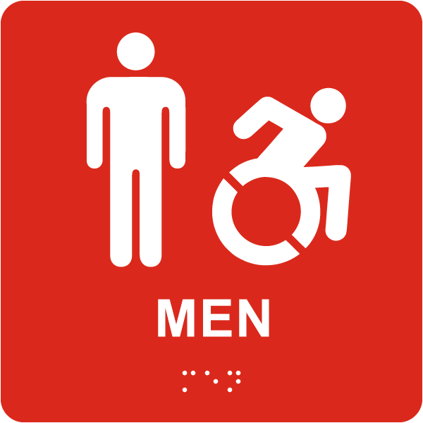 NY Men Accessible Restroom Sign with Braille