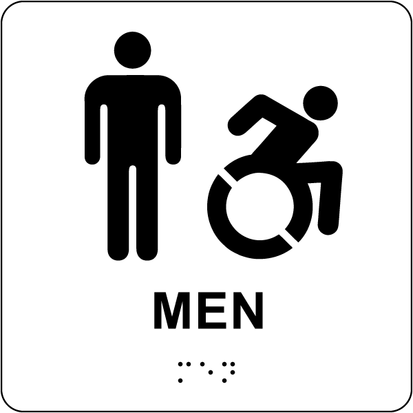 NY Men Accessible Restroom Sign with Braille