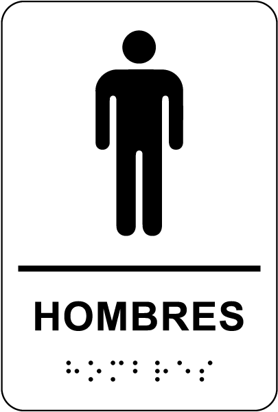Spanish Men Restroom Sign with Braille
