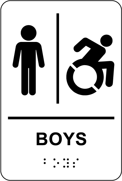 NY Boys Accessible Restroom Sign with Braille