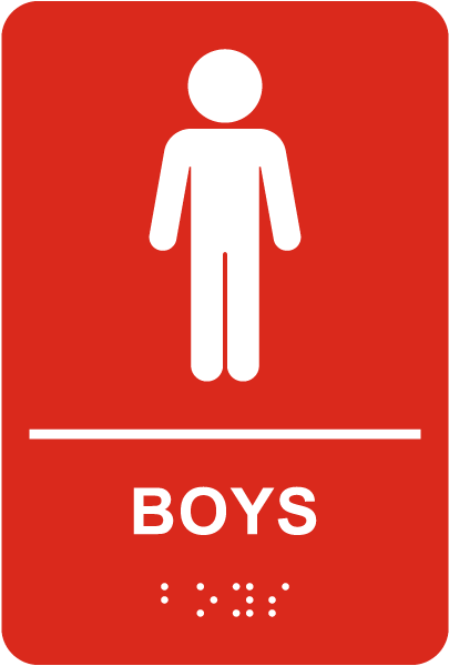 Boys Restroom Sign with Braille