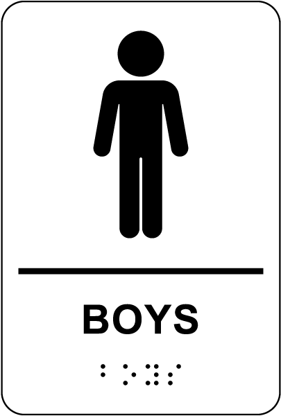 Boys Restroom Sign with Braille