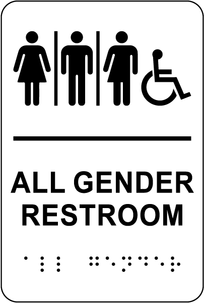 All Gender Accessible Restroom Sign with Braille