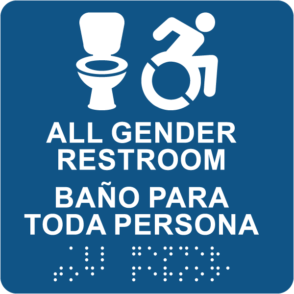 NY Bilingual All Gender Accessible Restroom Sign with Braille