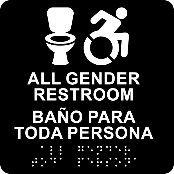 NY Bilingual All Gender Accessible Restroom Sign with Braille