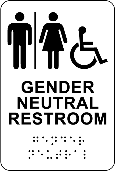 Gender Neutral Accessible Restroom Sign with Braille