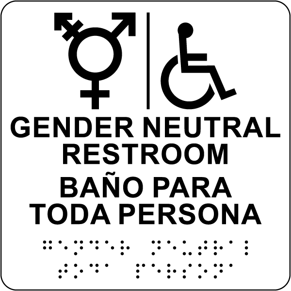 Bilingual Gender Neutral Accessible Restroom Sign with Braille