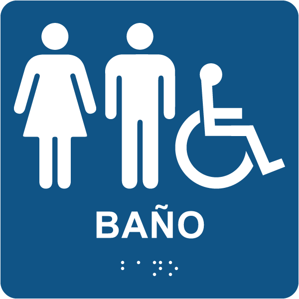 Spanish Unisex Accessible Restroom Sign with Braille