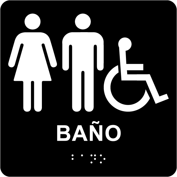 Spanish Unisex Accessible Restroom Sign with Braille