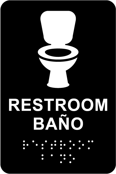 Bilingual Restroom Sign with Braille