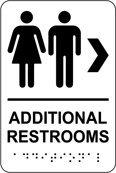 Directional Unisex Additional Restrooms Sign with Braille