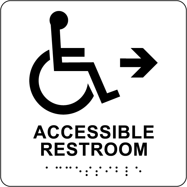 Directional Accessible Restroom Sign with Braille