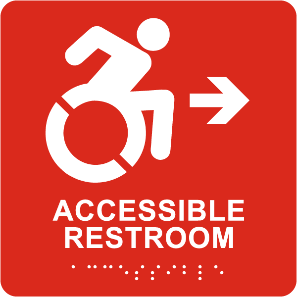 NY Directional Accessible Restroom Sign with Braille