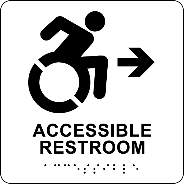 NY Directional Accessible Restroom Sign with Braille