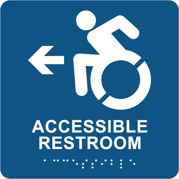 NY Directional Accessible Restroom Sign with Braille