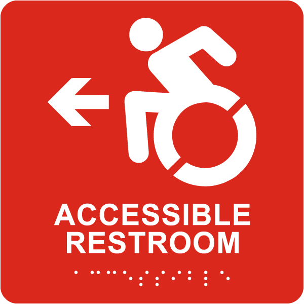 NY Directional Accessible Restroom Sign with Braille