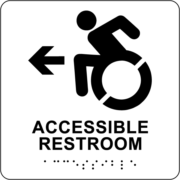 NY Directional Accessible Restroom Sign with Braille