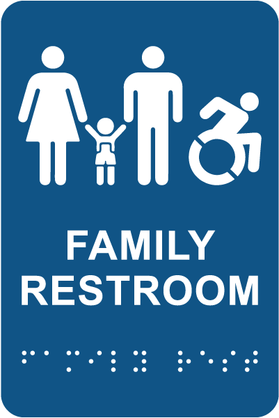 NY Family Accessible Restroom Sign with Braille